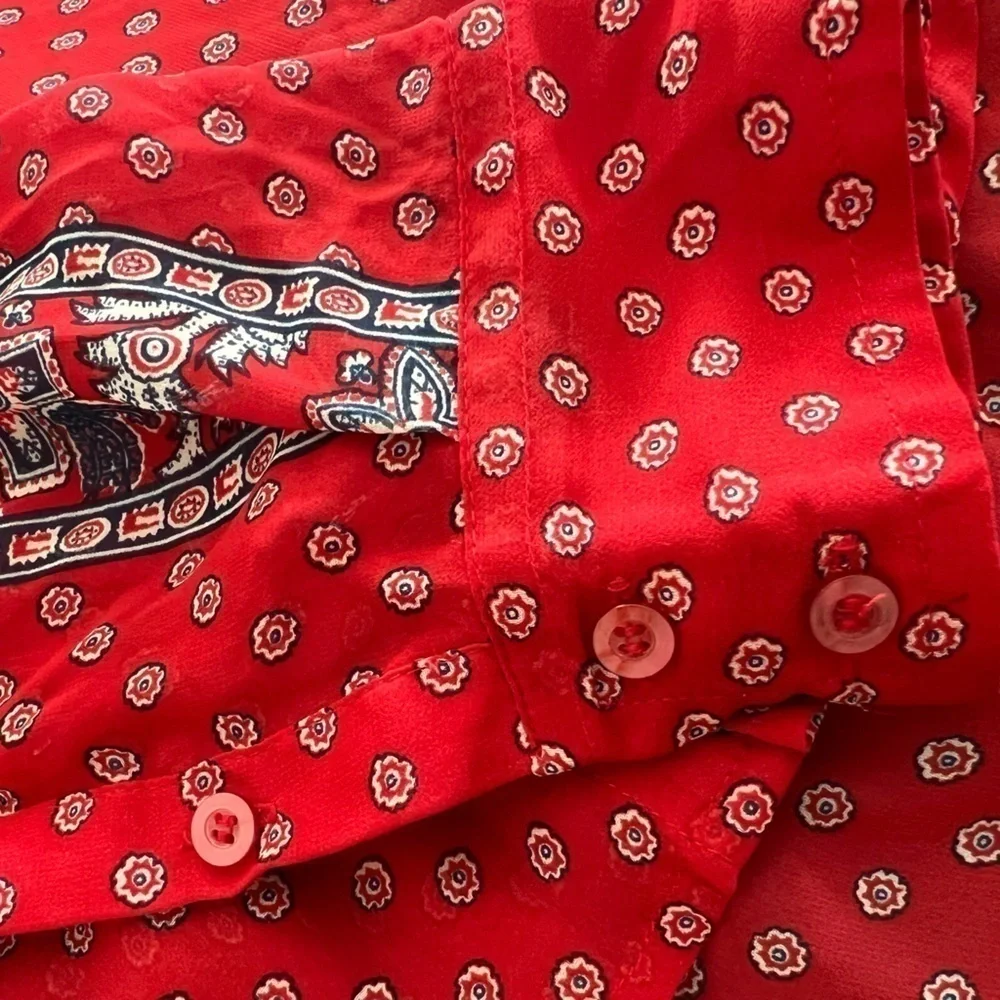Free people Printed floral Blouse sheer Easy Rider Button-down in Red Combo